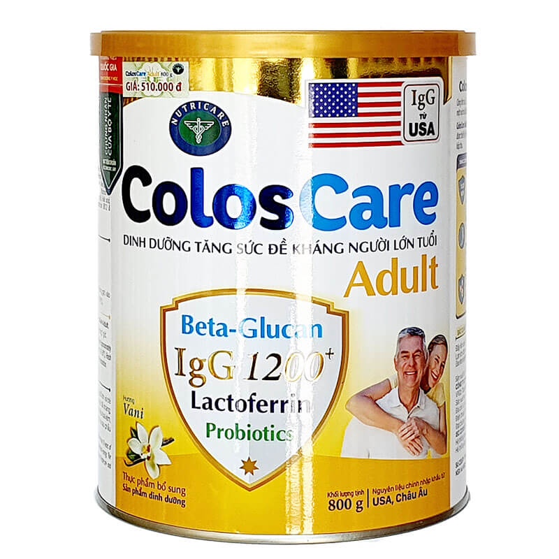 Lon Sữa Bột Dinh Dưỡng Coloscare Adult 800gr Giúp Tăng Sức Đề Kháng Cho Người Cao Tuổi