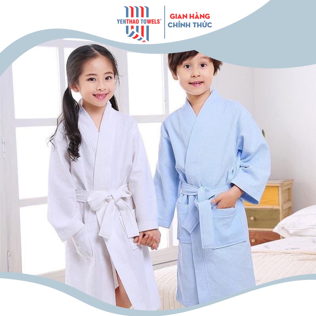 Áo Choàng Tắm Trẻ Em Tổ Ong 100% COTTON Cho Khách Sạn, Spa, Nhà Nghỉ  Mềm Mịn, Thấm Hút Nước Tốt, Thoáng Khí Bốn Mùa