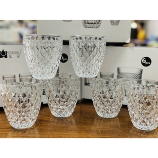 Bộ 6 Ly, Cốc Thủy Tinh HONGLI 300ml Trắng, Vàng, 7 Sắc