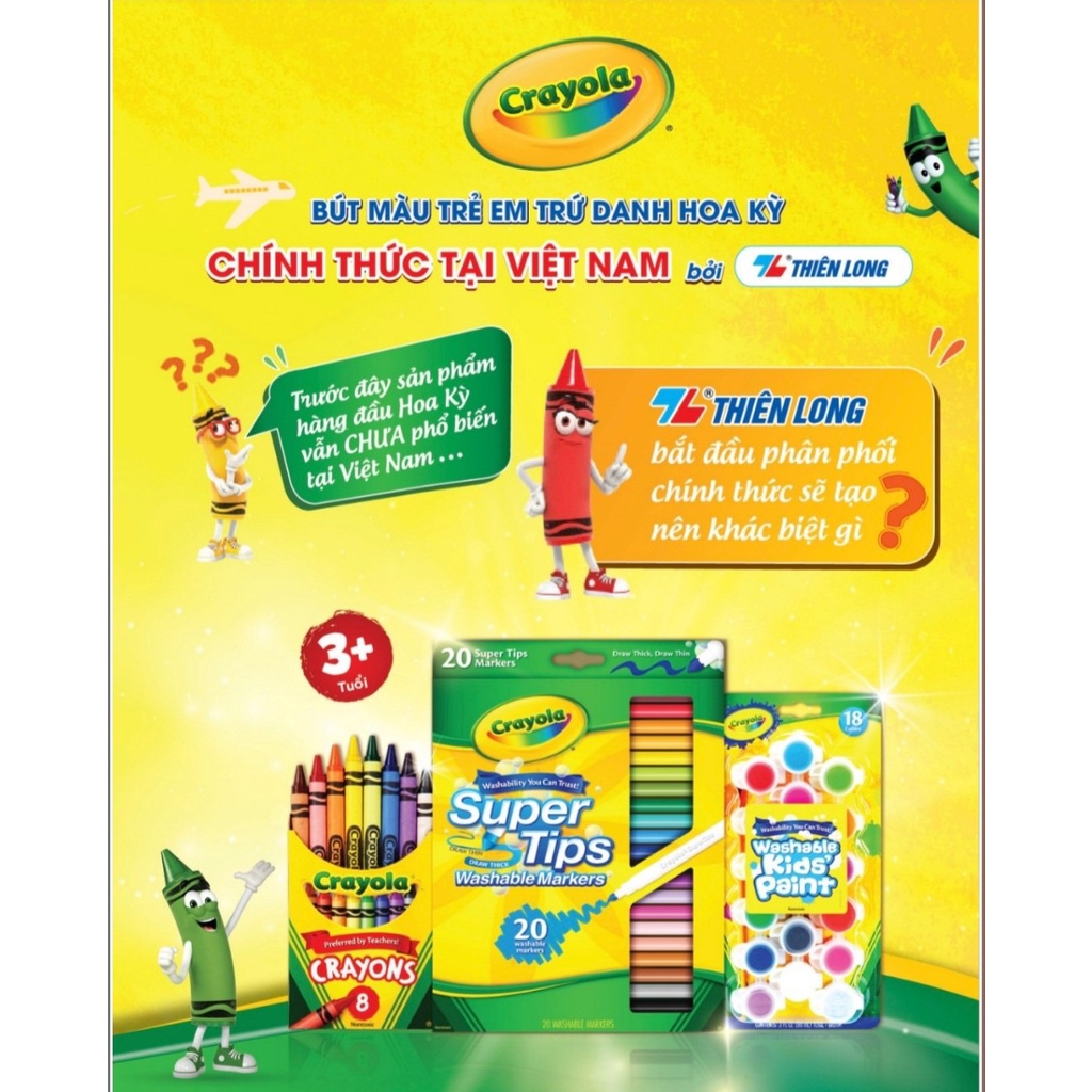 Bộ 8 bút sáp màu mini Crayola Crayon (Hàng Nhập Khẩu)