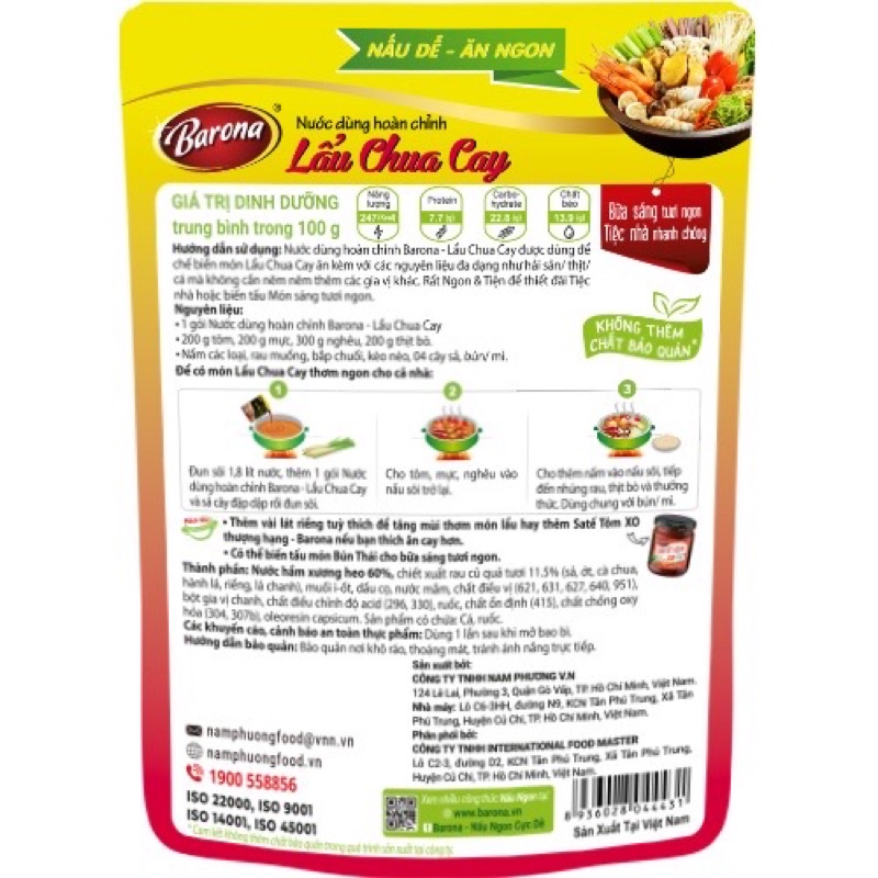 Lẩu Chua Cay - Nước Dùng Hoàn Chỉnh Barona Lẩu Chua Cay - Thơm Ngon Tự Nhiên 180g | BigBuy360 - bigbuy360.vn