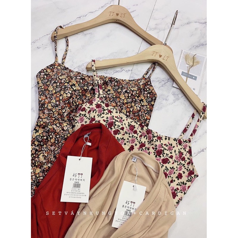 [FREESHIP GIÁ SẬP SÀN] 💥 Set váy 2 dây nhung tăm + Áo len cardigan | BigBuy360 - bigbuy360.vn