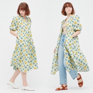 Đầm sơ mi hoa cổ tim xinh xắn, dễ thương Paul & Joe của UNIQLO