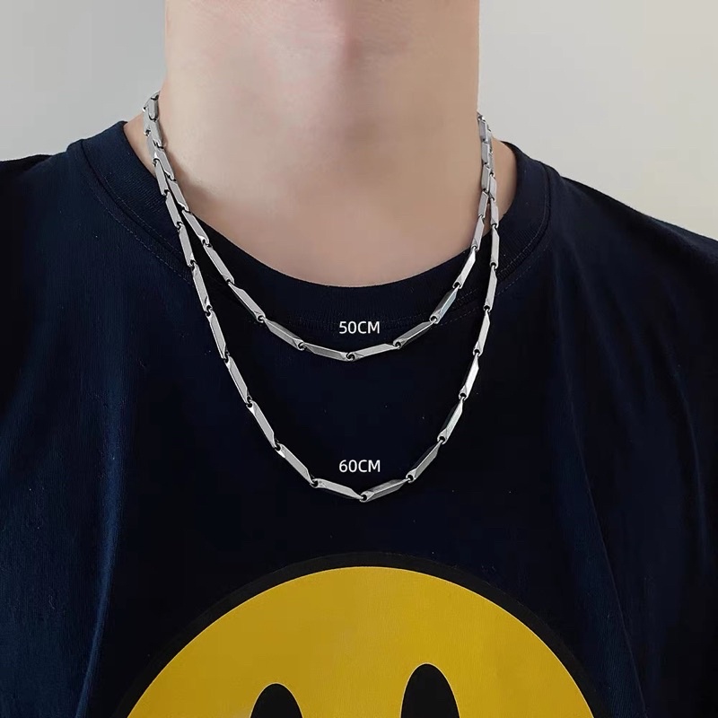 Vòng cổ thép titan nam nữ unisex không gỉ chuỗi dây xích hình dáng thiết kế đơn giản phong cách Hàn Quốc