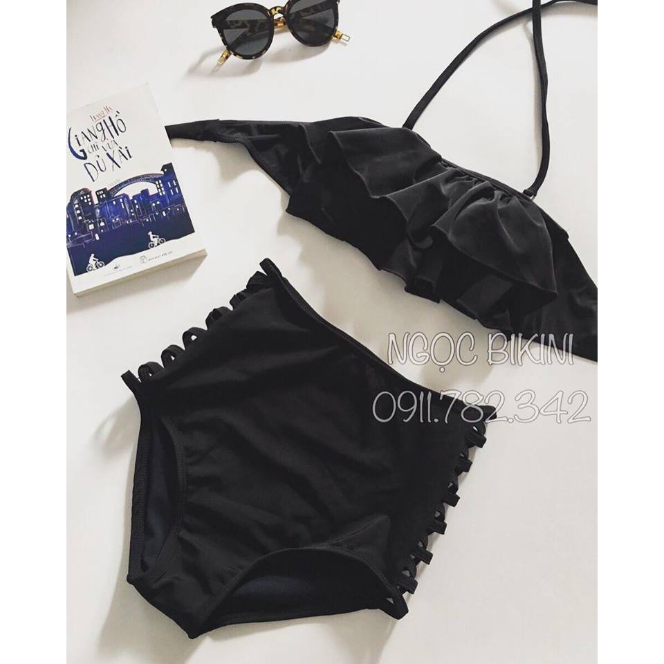 ĐỒ BƠI NỮ Bikini 2 mảnh bèo đen 4 màu ( Ảnh chụp thật) mới nhất