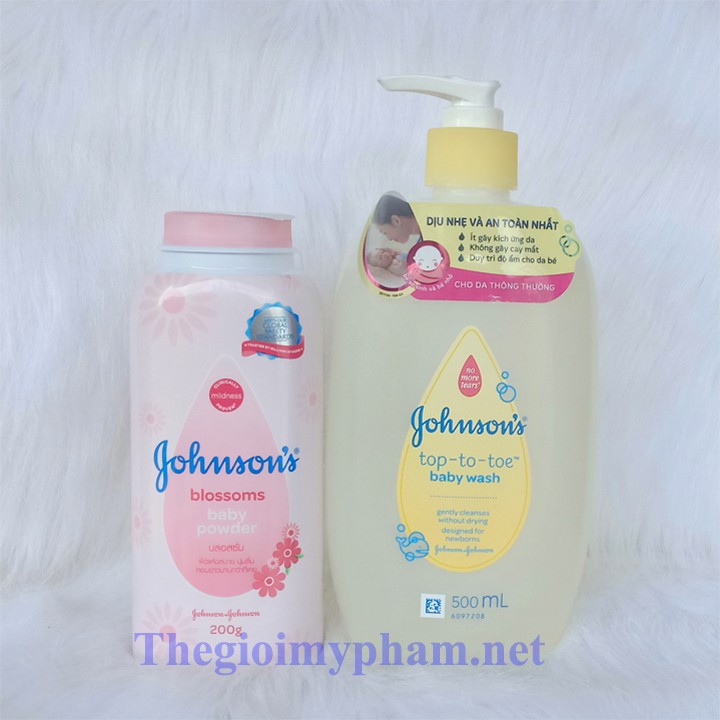 Combo Phấn Jonhson 180g + Tắm Gội Johnson 500ml