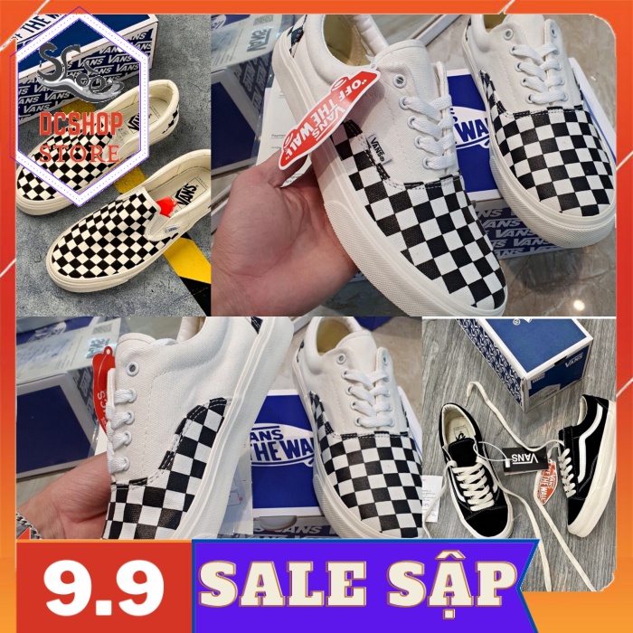 Giày 𝐕𝐀𝐍𝐒 Caro dây buộc, lười,vans đen ⚡ Full box bill ⚡ Giày sneaker lười hot nhất 2021