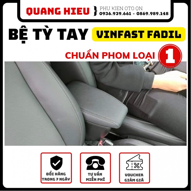 Hộp bệ tỳ tay Vinfast Fadil da màu đen hàng zin, không khoang vít, có cổng usb, 2 ngăn đựng (hàng loại 1)
