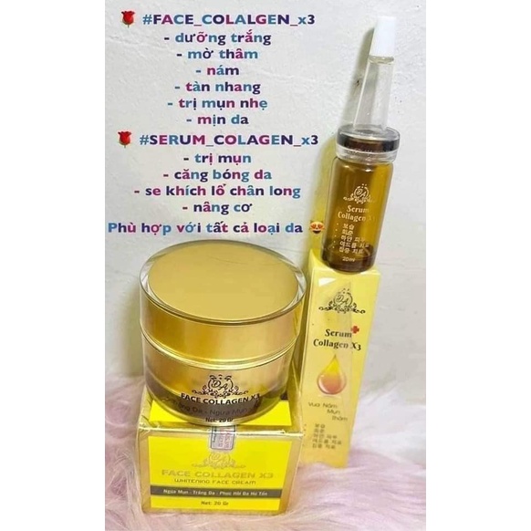 Combo Kem Face Collagen X3 Luxury + Serum Colagen X3 công ty Mỹ phẩm Đông Anh