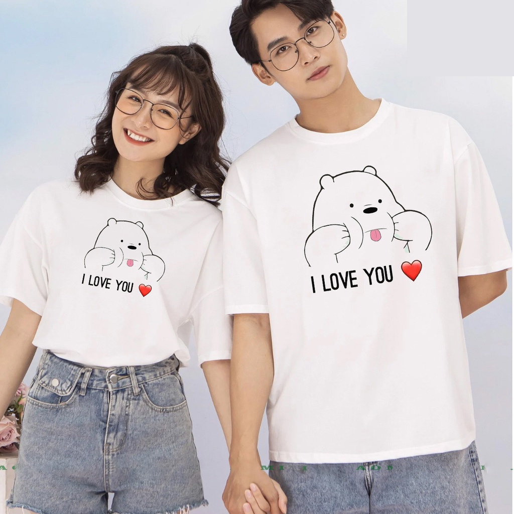💥 BÁN CHAỴ ÁO THUN UNISEX GAU I LOVE YOU PHÔNG NAM NỮ GIA ĐÌNH CẶP ĐÔI CÓ SIZE TRẺ EM 🎁