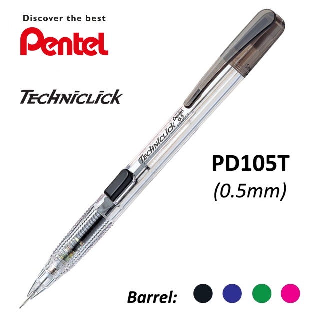 Bút Chì Kim Pentel Bấm Thân Giữa PD105T/ PD107T | Thiết Kế Thân Trong Đẹp Mắt | Nút Bấm Tiện Lợi