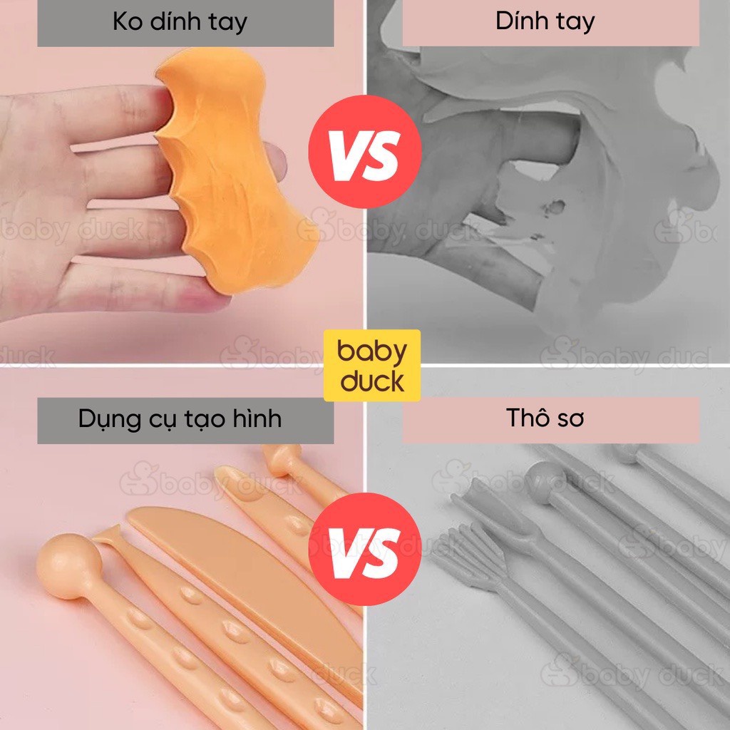 Đất nặn an toàn cho bé 24 màu kèm hộp đựng, đất nặn dẻo sinh học an toàn không bẩn ra sàn, dễ chơi, dễ tạo hình
