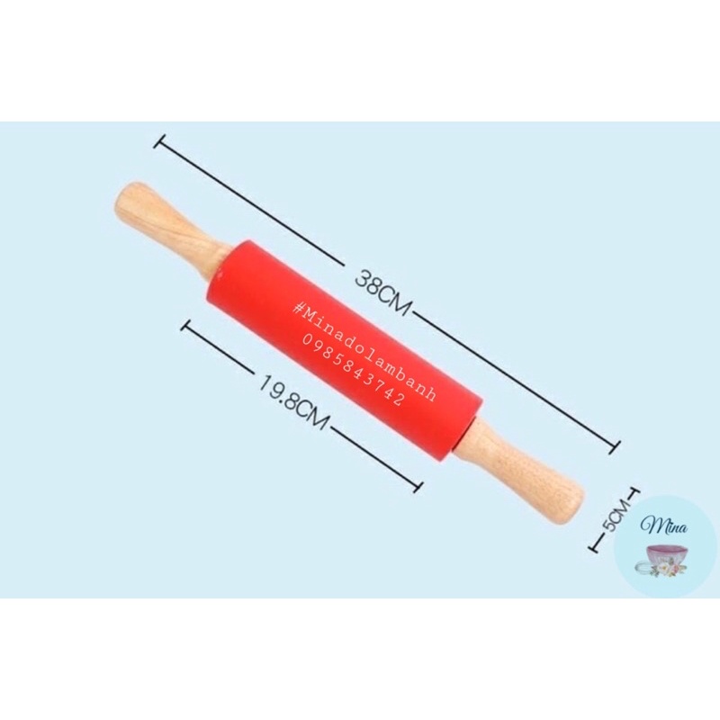 Cán Bột có Trục Lăn Silicone 38cm