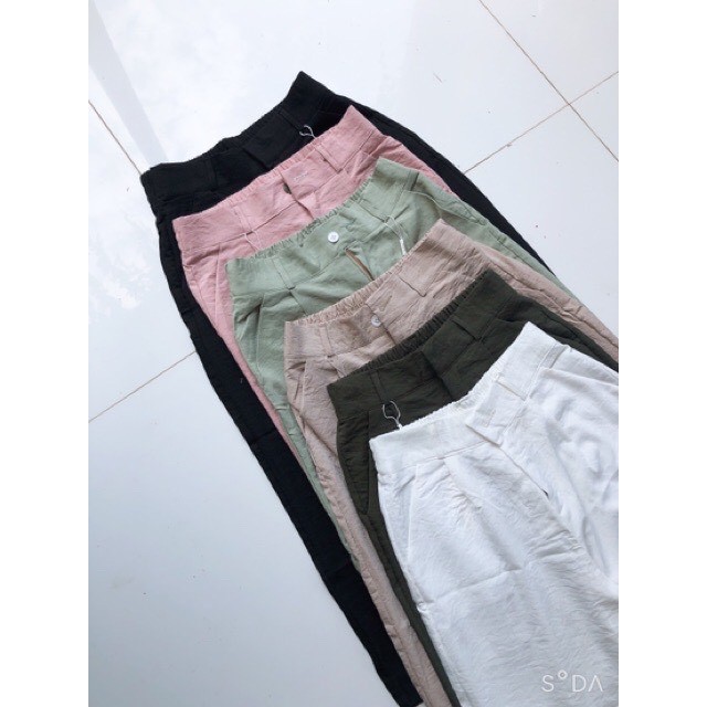 quần culotes dáng lỡ kiểu nhật chất đũi kèm ảnh thật