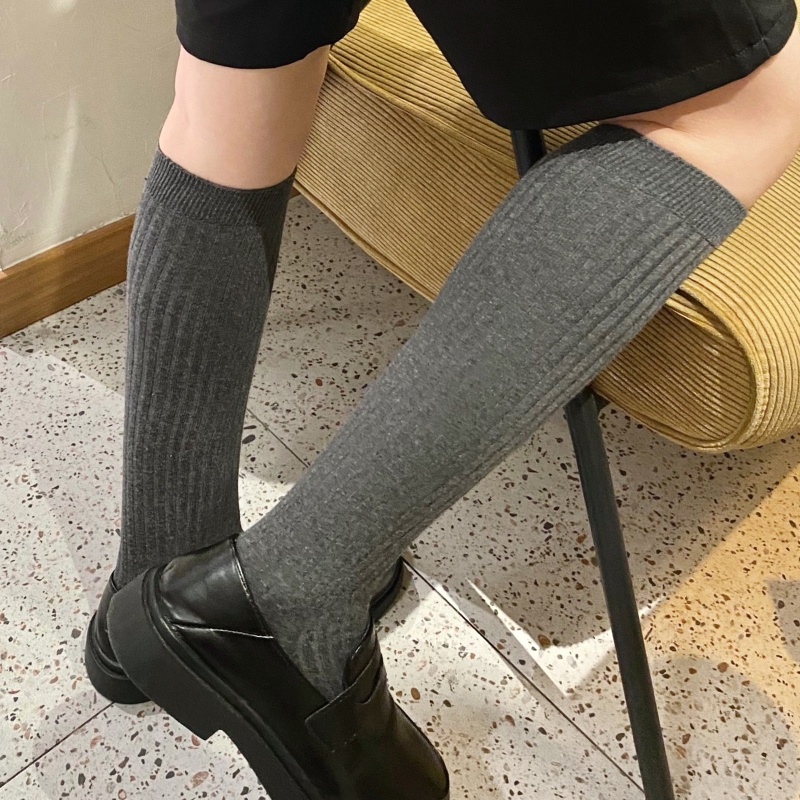 1 Đôi Tất Chân Cotton Màu Trơn Thời Trang Cho Nữ