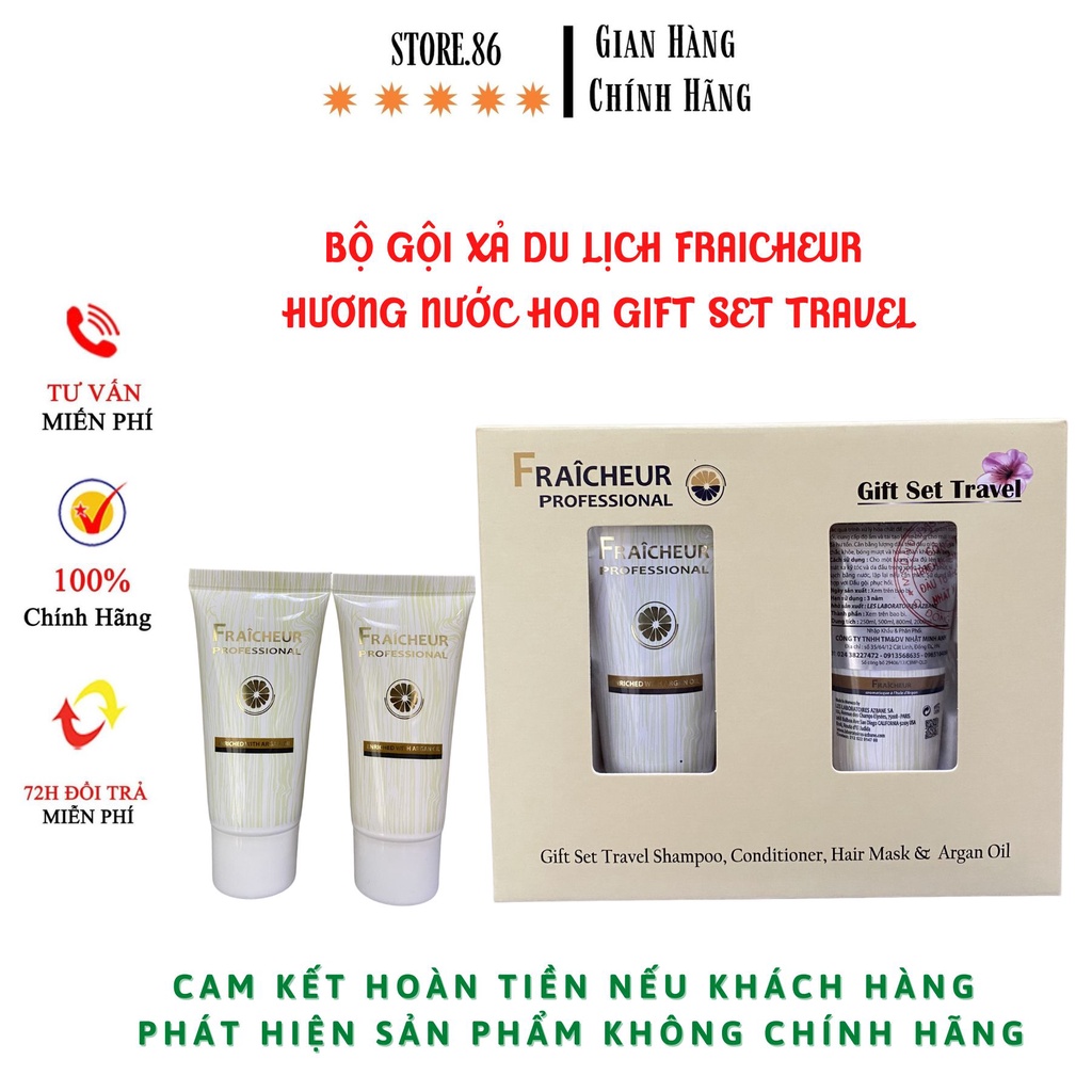 DẦU GỘI XẢ FRAICHEUR TRAVELKIT DƯỠNG ẨM, SIÊU MƯỢT, PHỤC HỒI, DƯỠNG SÂU, KERATIN HÀNG HIỆU CHÍNH HÃNG