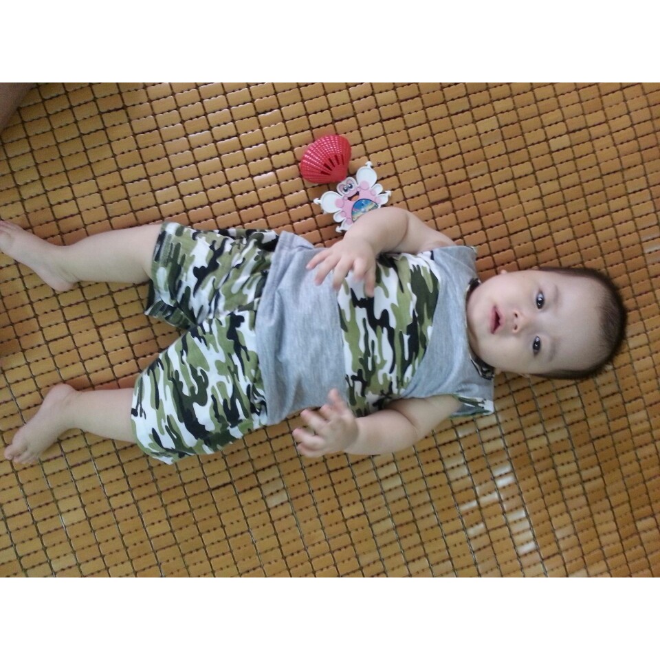 bộ cotton lính nguỵ cho bé trai