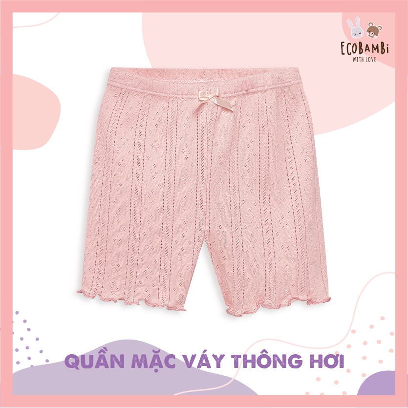 Quần lót boxer thông hơi, bảo hộ mặc váy, chống cuộn, shorts ngủ kiểu dệt Jacquard bé gái Ecobambi