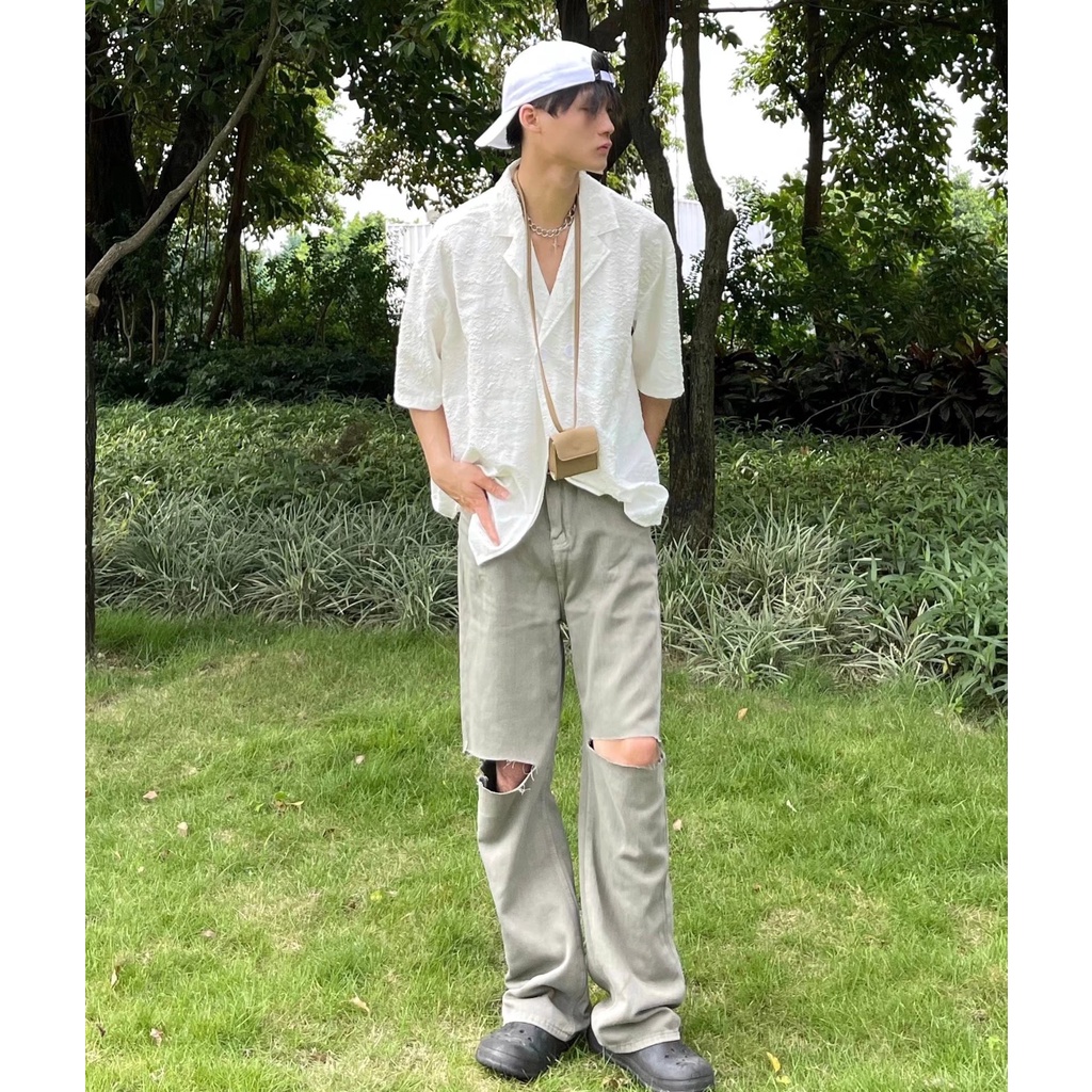 Áo Sơ Mi Tay Ngắn Dáng Rộng Phong Cách Đường Phố Nhật Hàn Thời Trang Mùa Hè Cá Tính