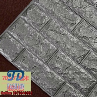 Xốp dán tường 3D giả gạch màu ghi xám