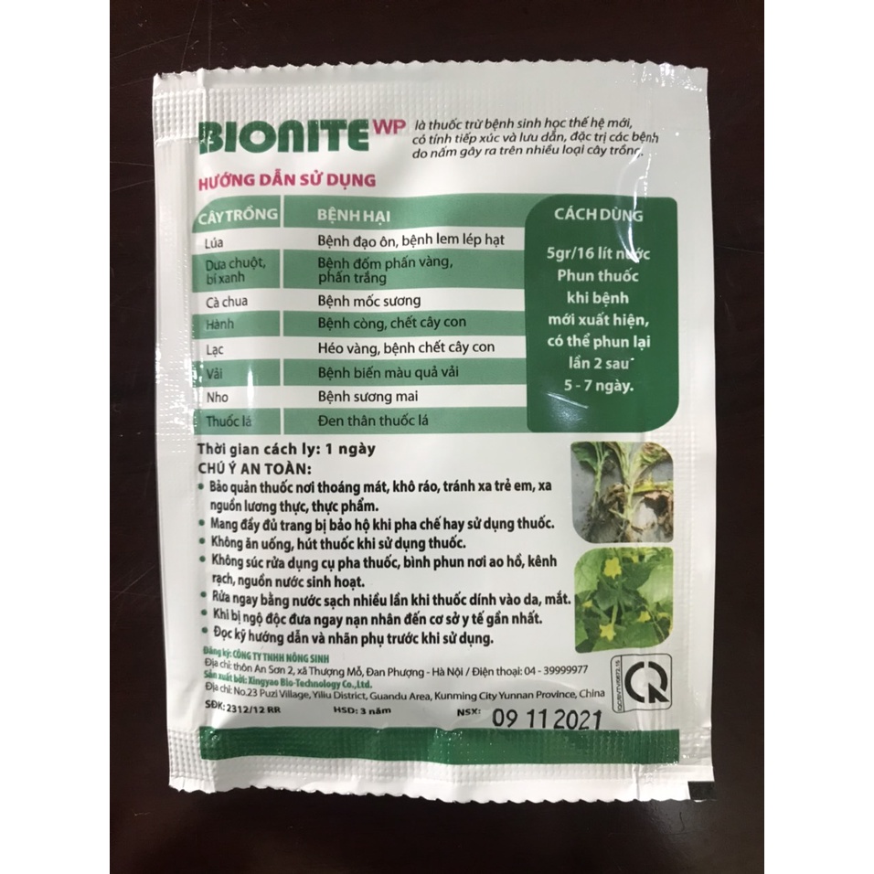 BIONITE WP 10gr - Sản phẩm phục vụ cho nông nghiệp hữu cơ