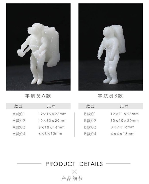 Mô hình 3D mini nha du hành vũ trụ trang trí resin