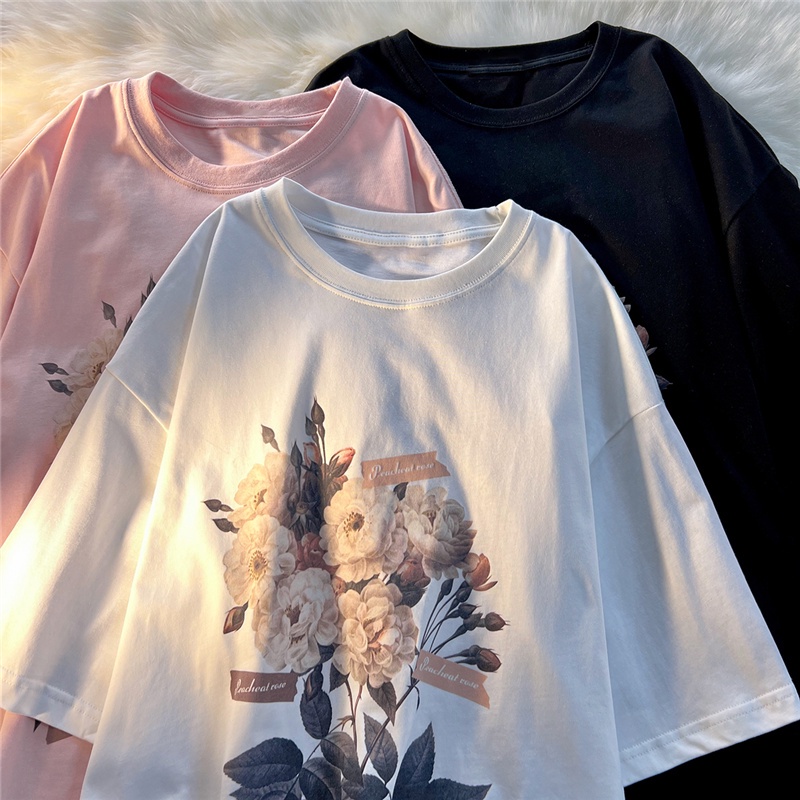 NRVP Áo Thun Tay Ngắn Cổ Tròn 100% Cotton Thời Trang Phong Cách Hàn Quốc Cho Nữ