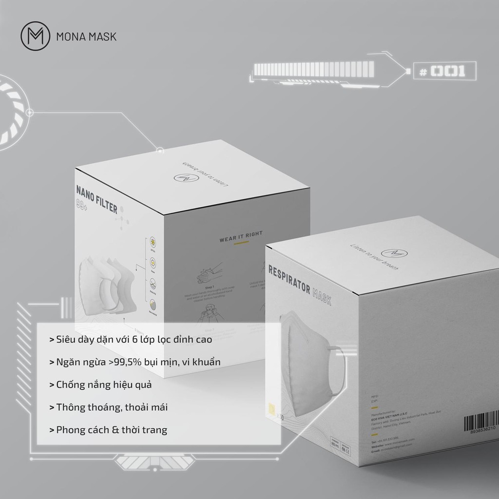 Khẩu trang mona N99 chống bụi mịn Mona mask hộp 30c - Mona mask store | BigBuy360 - bigbuy360.vn