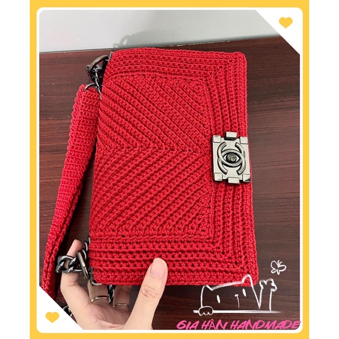 Túi Chanel boy handmade bằng len