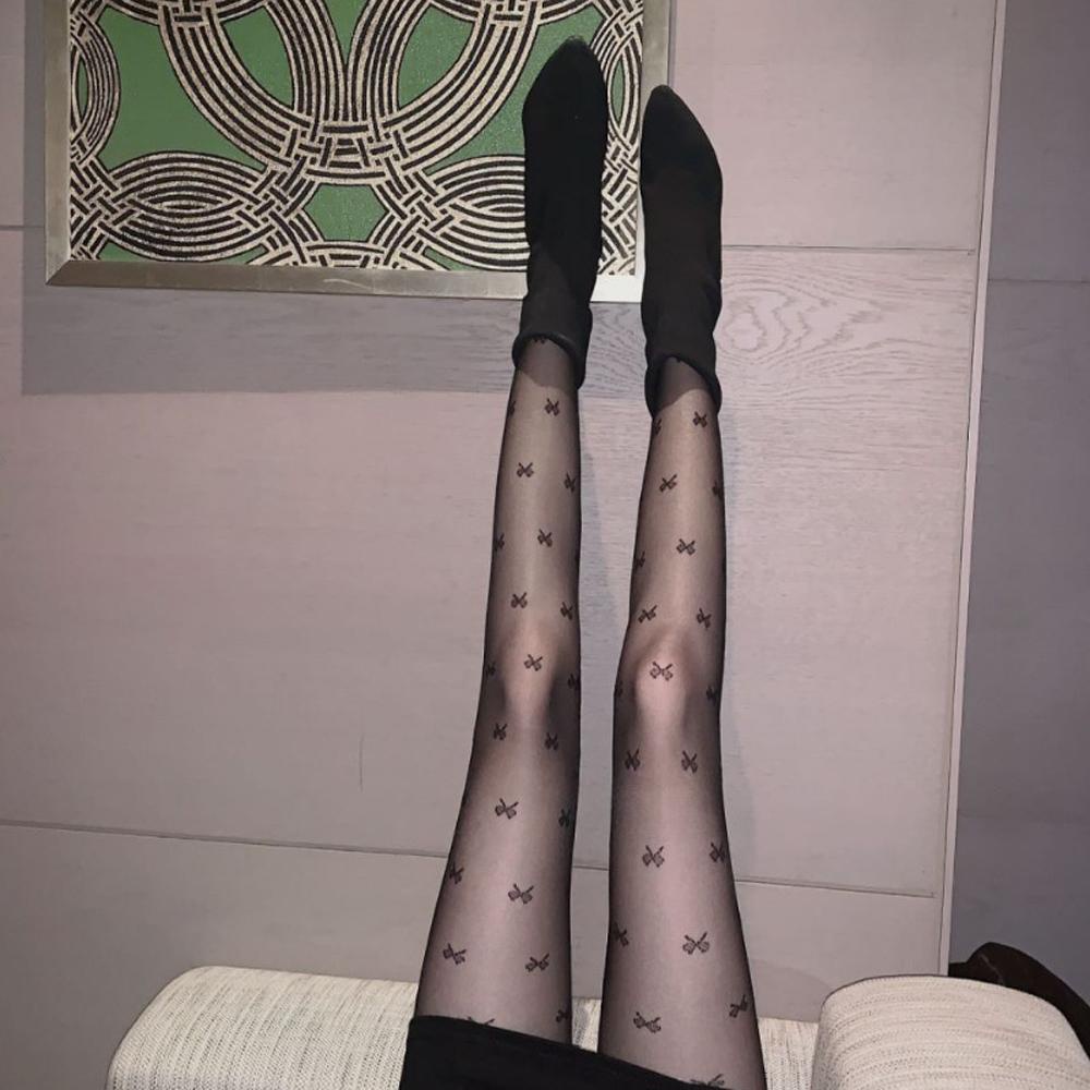 Quần Tất Đen Mỏng Đính Nơ Phong Cách Lolita Cho Nữ