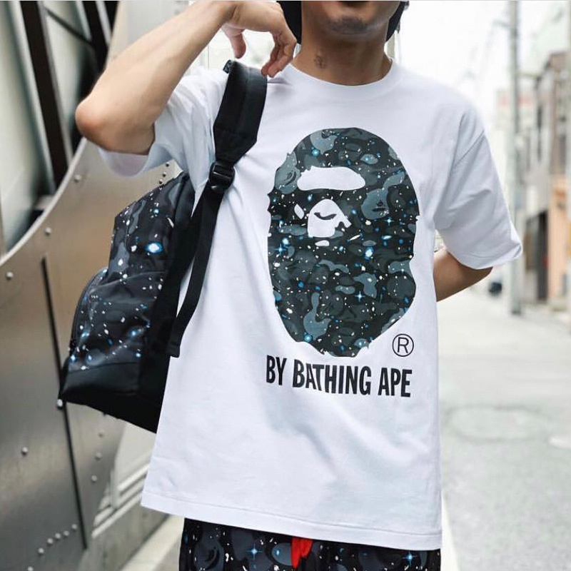 Áo thun Abathing Ape Head Galaxy, Tee Bape khỉ Galaxy, 100% Cotton, 2 màu đen, trắng BapeVN