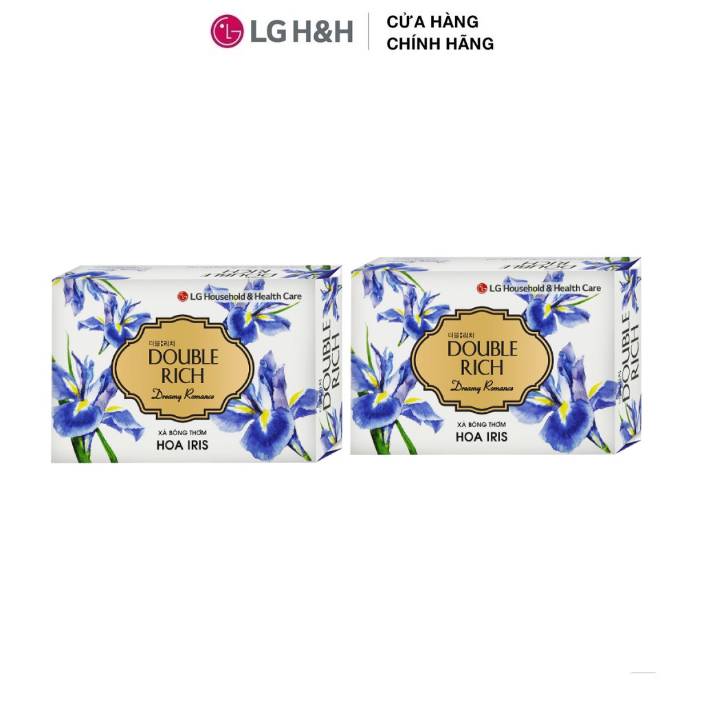 Bộ 2 xà phòng thơm Double Rich hương hoa chiết xuất từ thiên nhiên Iris Soap 90g/xà phòng