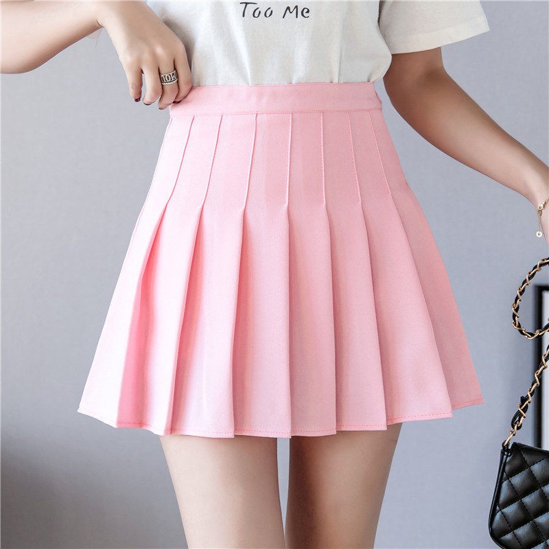 Chân Váy Ngắn Lưng Cao Xếp Ly Màu Trắng Quyến Rũ Phong Cách Hàn Quốc Size XS-3XL
