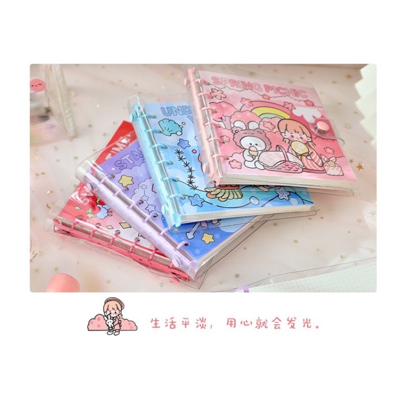 Sổ Còng Sắt Vuông Sổ Tay Bullet Journal Nhiều Màu Sắc Hình Cô Gái Dễ Thương Mẫu Mới 2022
