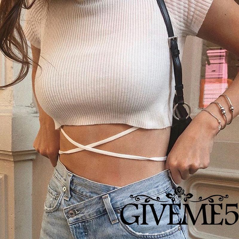 Áo Croptop Tay Ngắn Thiết Kế Quyến Rũ Cho Phái Nữ | BigBuy360 - bigbuy360.vn