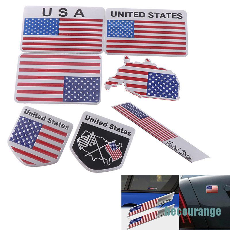 [becourange]1Pc American flag logo emblem alloy badge car motorcycle decor stickers