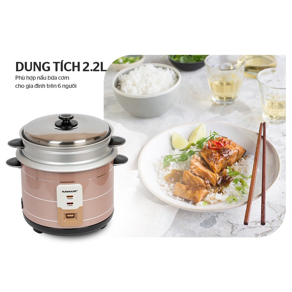 Nồi cơm nắp rời có xửng hấp 1.8L | 2.2L Sunhouse SHD8125 | SHD8135 -