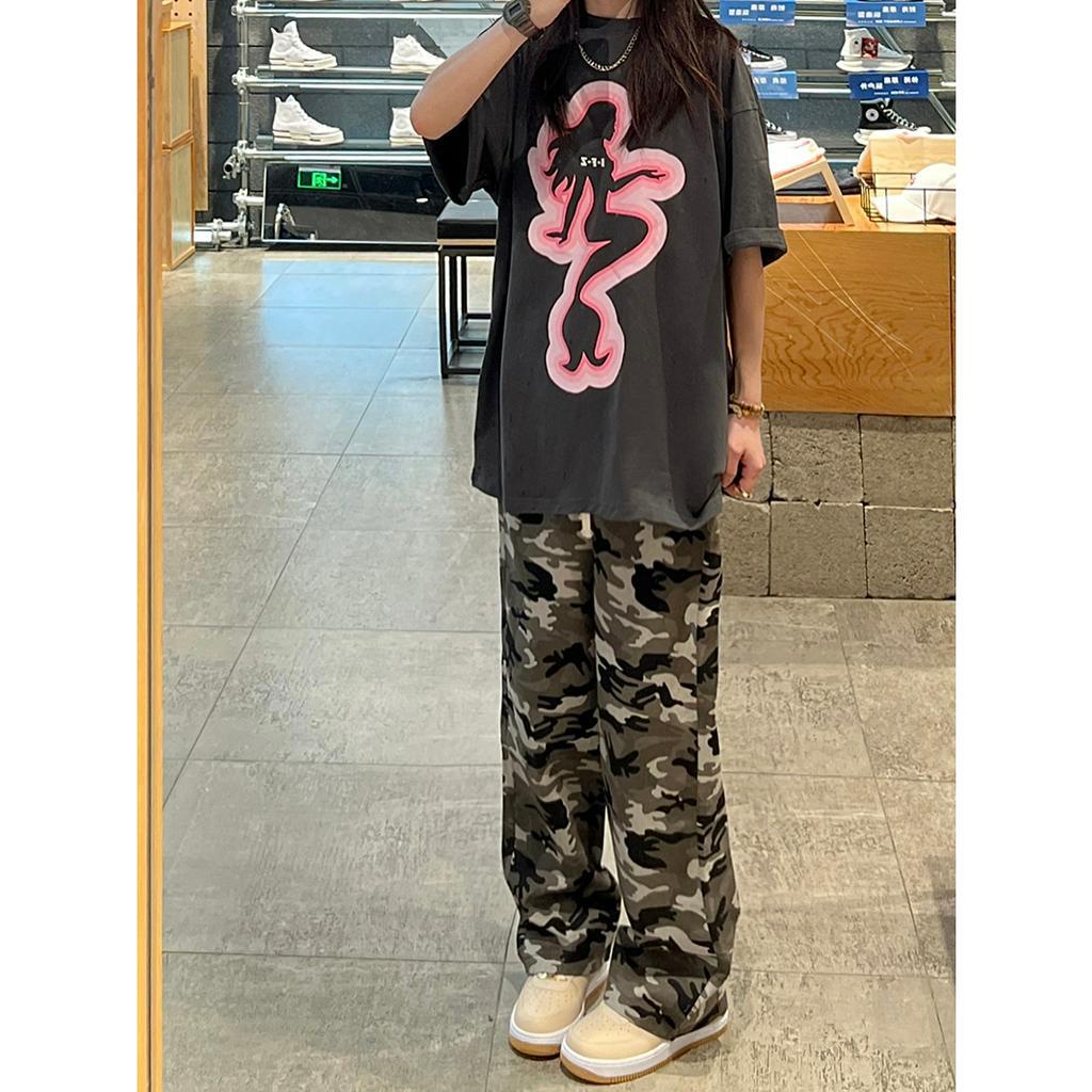 「 WELOVE1 」Quần Dài Ống Đứng Lưng Cao Phối Màu Tương Phản Phong Cách Hip Hop Thời Trang Mùa Hè Cho Nữ