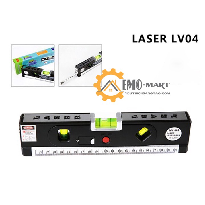 Ni vô laser đa năng 5 in 1 LV04 💦 BH 12 THÁNG 💦 Với 3 bọt thủy cân bằng - Kèm thước đo 1,5m