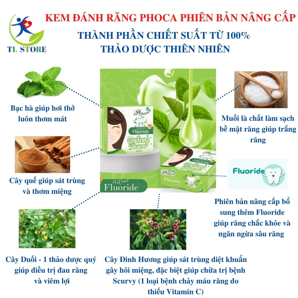 Kem đánh răng thảo dược Phoca phiên bản mới - cam kết chuẩn hàng Thái Lan