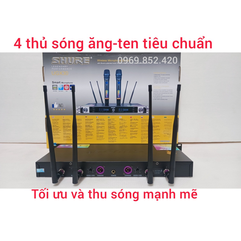 Micro không dây . Micro shure UGX 30 Thế hệ mới hát karaoke hay nhẹ chất lượng âm thanh sống động