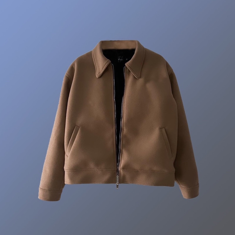 (Chính Hãng AMRISH) Áo Khoác Wool Zip Up Jacket- Nâu Coffee