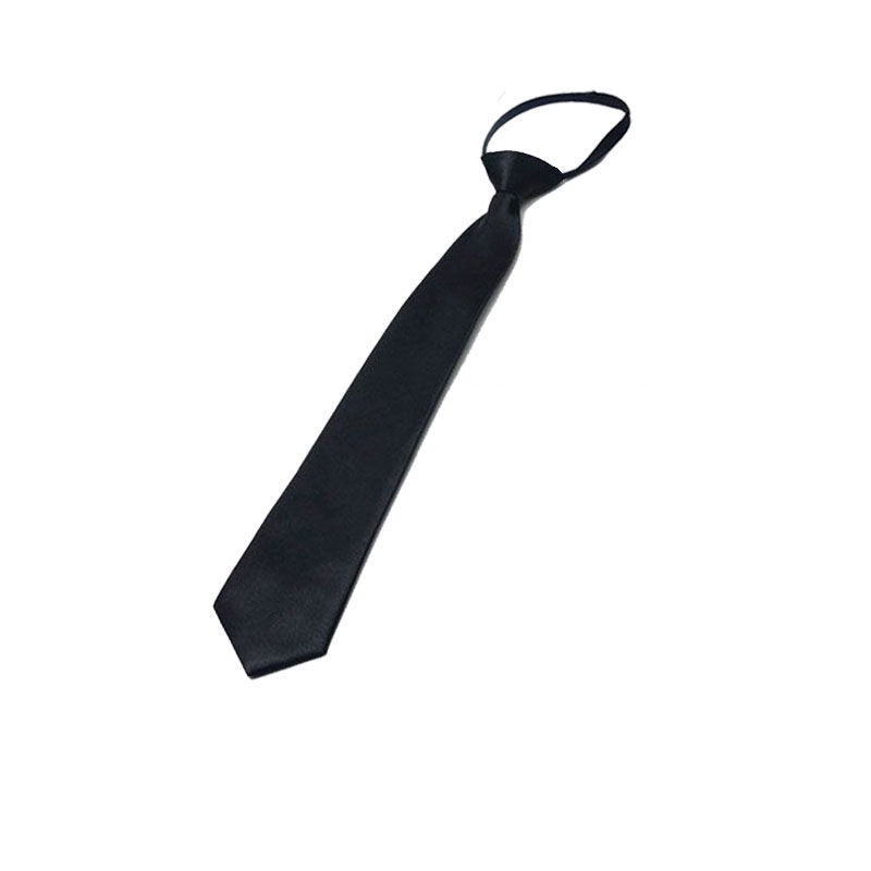 Cà Vạt Ngắn 5cm Màu Đen Có Khóa Kéo Dành Cho Nam Nữ
