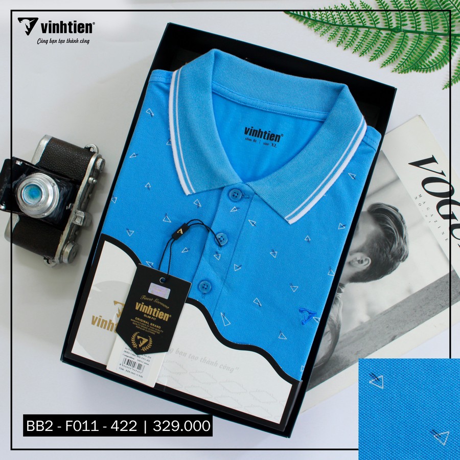 Áo Thun Polo Họa Tiết Slimfit Vĩnh Tiến 329 _ BB2-F011-422