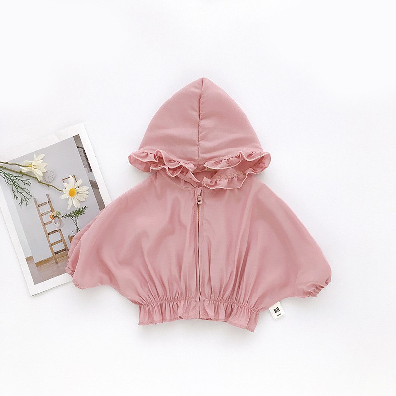 Áo Khoác Chiffon Mỏng Có Mũ Trùm Chống Nắng Thời Trang Cho Bé