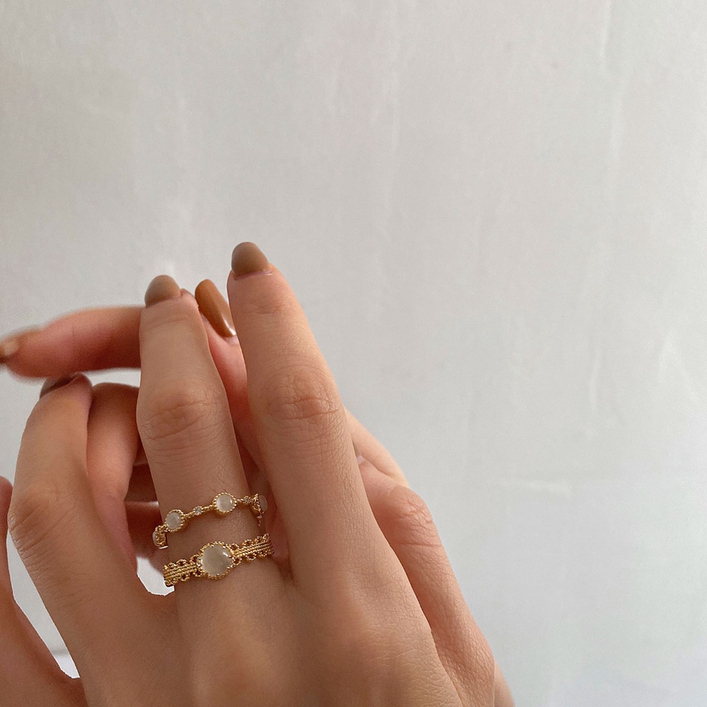 Nhẫn Bạc Đính Đá Opal Phong Cách Thời Trang Hàn Quốc Cho Nữ