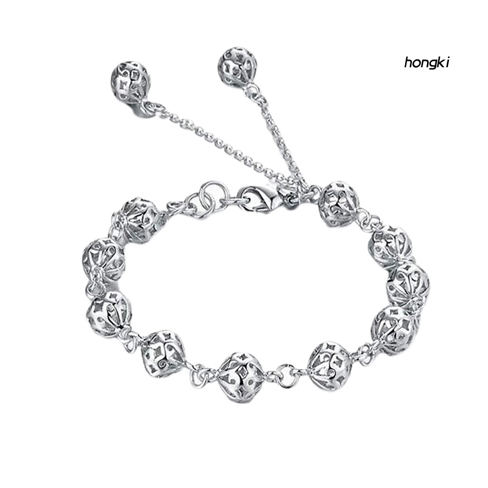 Vòng tay hợp kim mặt hình quả cầu rỗng thời trang dành cho nữ