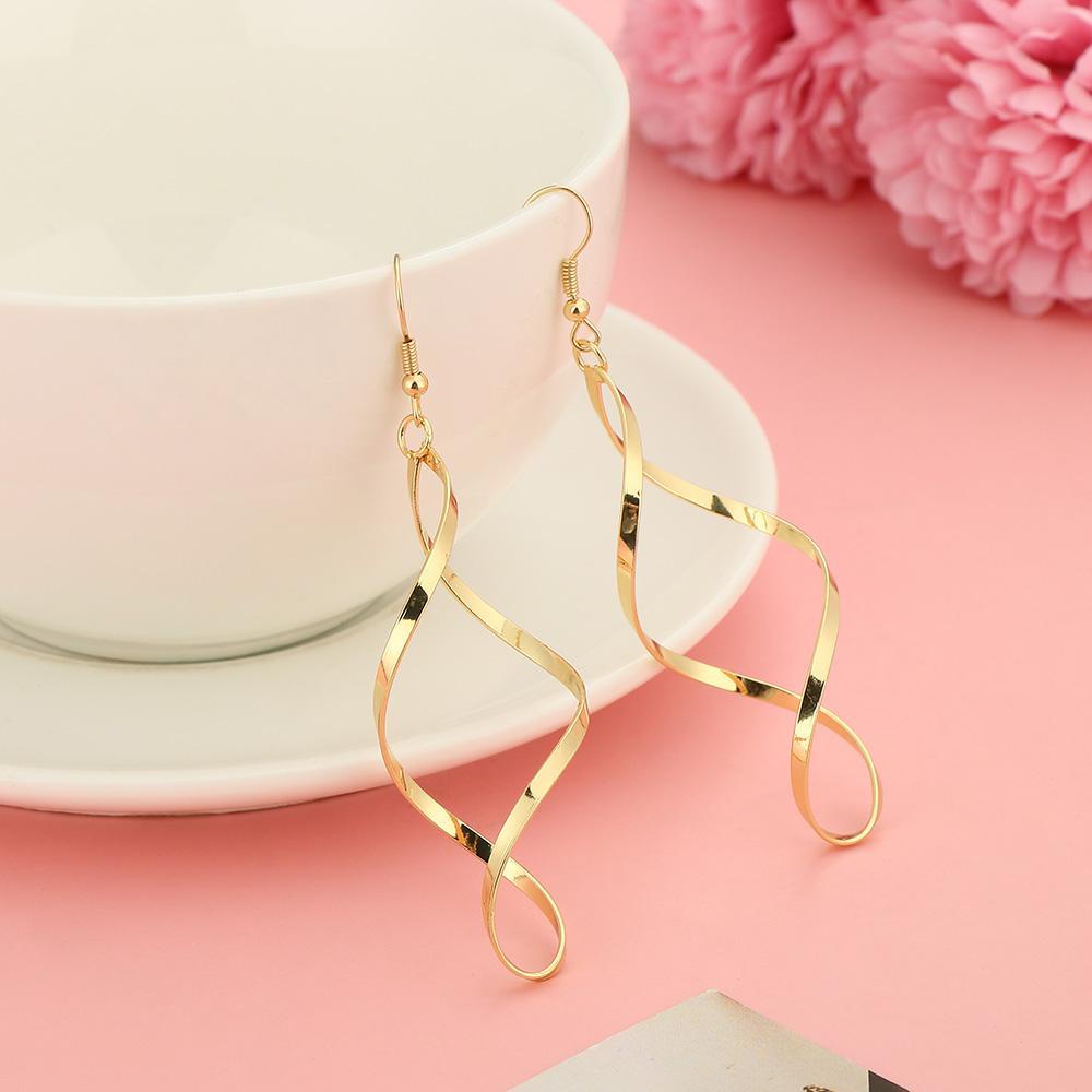 Bông Tai Dáng Dài Hình Gợn Sóng Thời Trang Cho Nữ