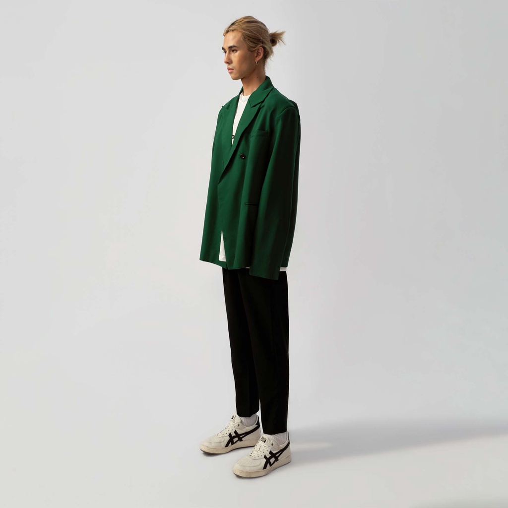 Áo Blazer, Vest Xanh Lá 2 hàng nút, vạt đắp chéo, form rộng - Double Breasted Green Blazer