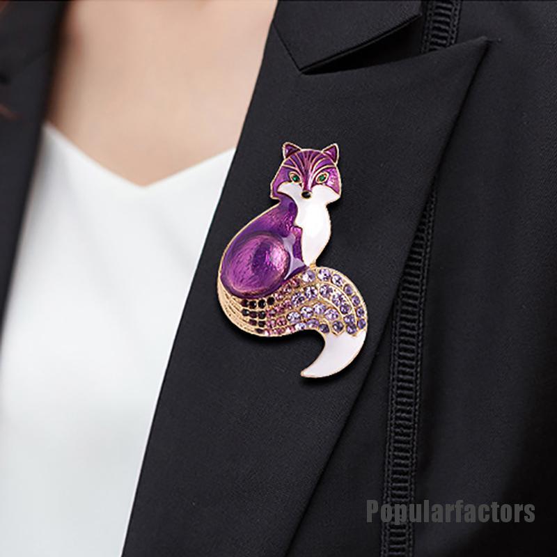 Ghim Cài Áo Hình Con Cáo Đính Đá Nhân Tạo Thời Trang